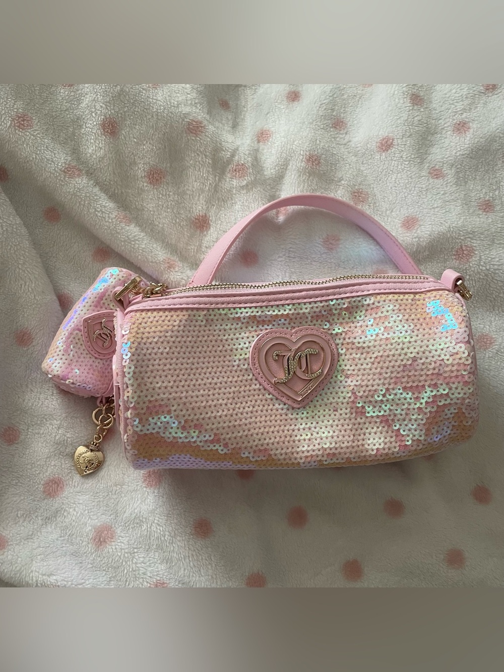 Juicy Couture baby pink sequin barrel bag🩷rare